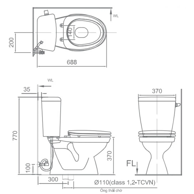 Bồn Cầu 2 khối INAX C-117VA