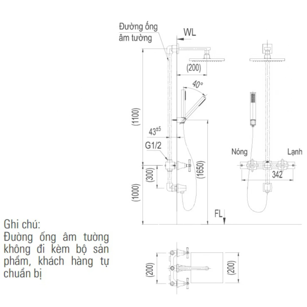 Vòi Sen Tắm Âm Tường Inax BFV-81SEHW