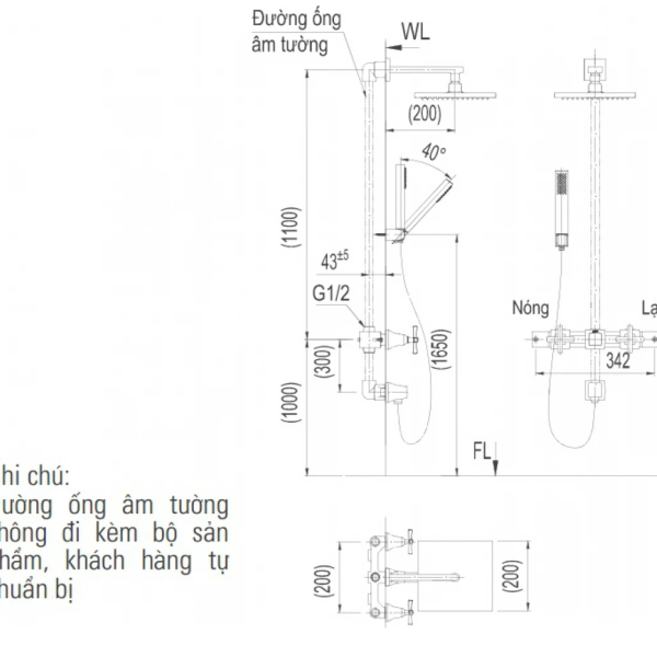 Vòi Sen Tắm Âm Tường Inax BFV-81SEHC