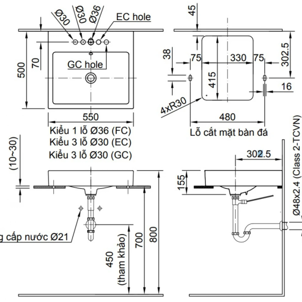 Chậu Rửa Lavabo Inax AL-536V