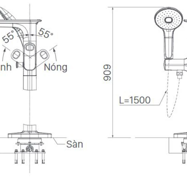 Vòi Sen Xả Bồn Tắm INAX BFV-656S