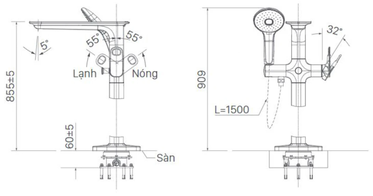 Vòi Sen Xả Bồn Tắm INAX BFV-656S