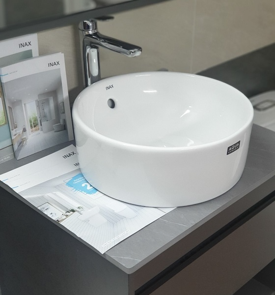 Chậu Rửa Lavabo Inax AL-295V (AL295V) Đặt Bàn Tròn Aqua Ceramic