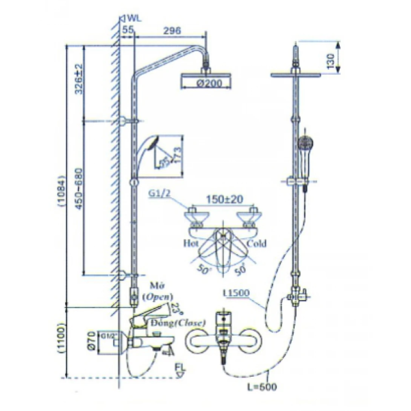 Vòi Sen Tắm Cây Inax BFV-1115S