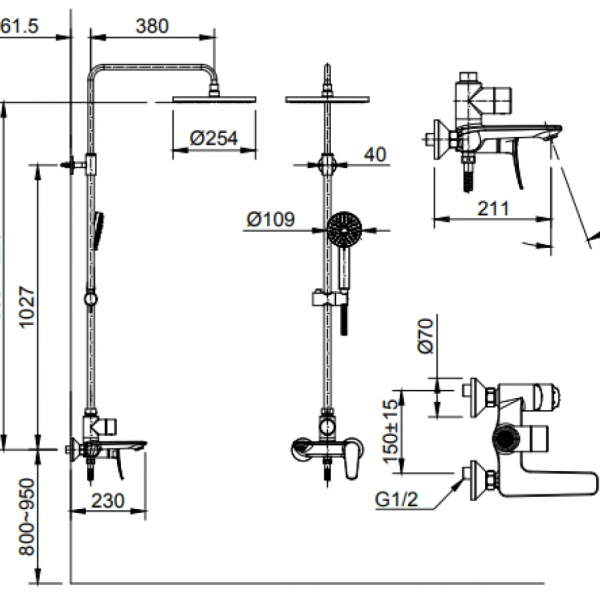 Vòi Sen Tắm Cây Inax BFV-515S