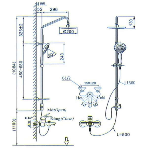 Vòi Sen Tắm Cây Inax BFV-1405S