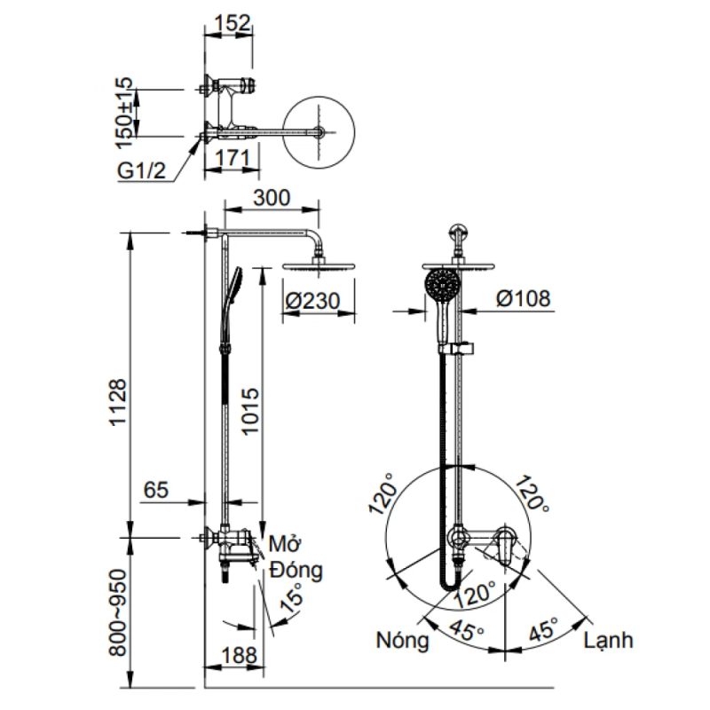 Vòi Sen Tắm Cây Inax BFV-915S