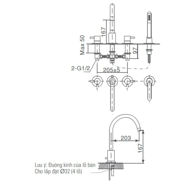 Vòi Sen Tắm Xả Bồn Inax BFV-7000B