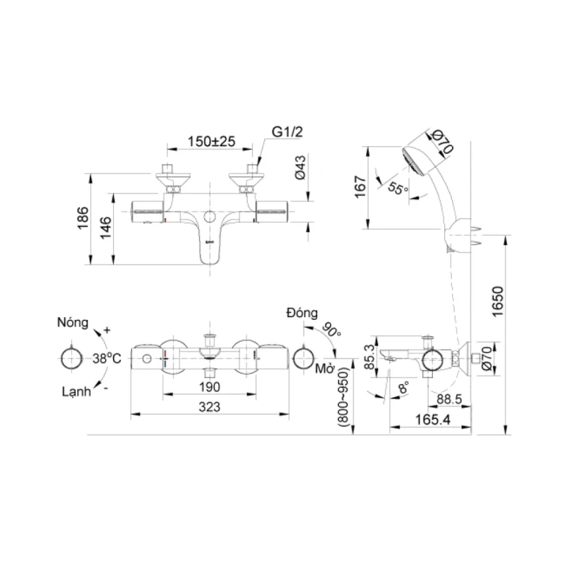 Vòi Sen Tắm Inax BFV-3413T-4C
