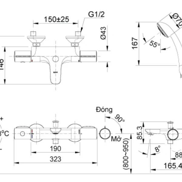 Vòi Sen Tắm Inax BFV-3413T-4C
