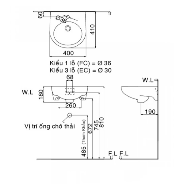 Chậu Rửa Lavabo Inax L-282V