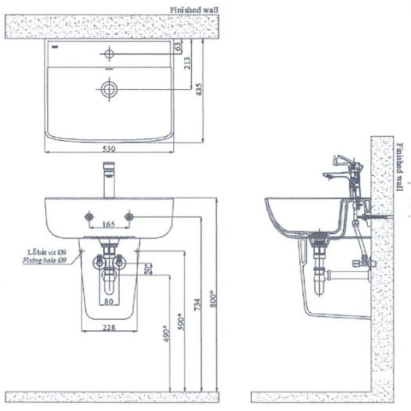 Lavabo Inax AL-312V/L-298VC Treo Tường