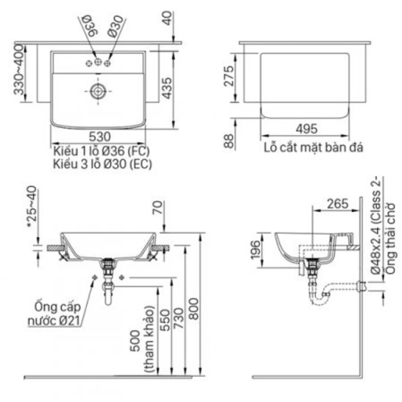 Chậu Rửa Mặt Lavabo Inax AL-345V (AL345V) Bán Âm