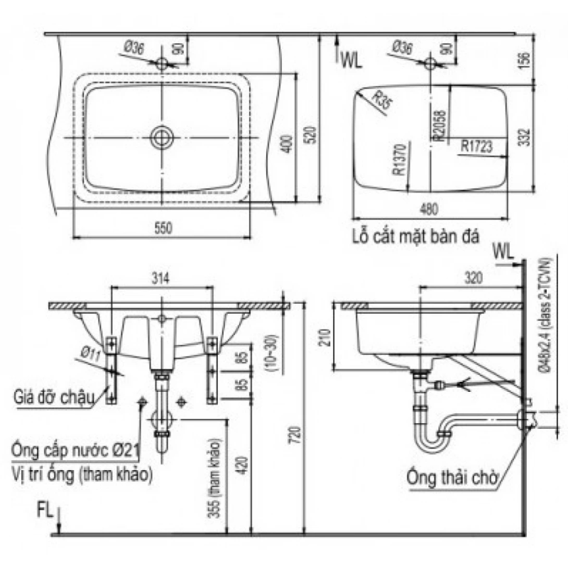 Chậu Rửa Lavabo Inax AL-2298V