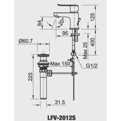 Vòi chậu lavabo nóng lạnh INAX LFV-2012S