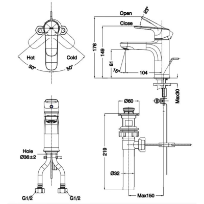Vòi Chậu Lavabo Inax LFV-1402S