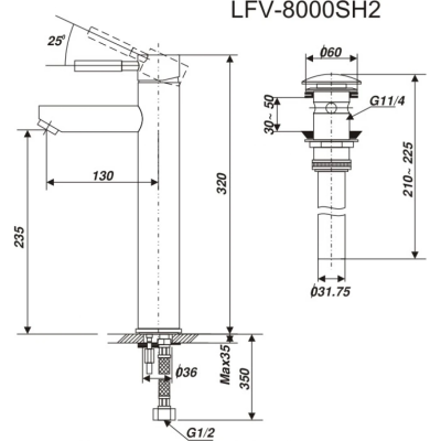 Vòi Lavabo Đặt Bàn Inax LFV-8000SH2