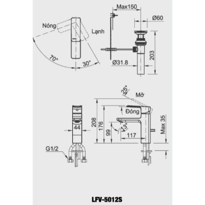 Vòi Chậu Lavabo Inax LFV-5012S
