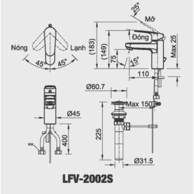 Vòi Chậu Lavabo Inax LFV-2002S