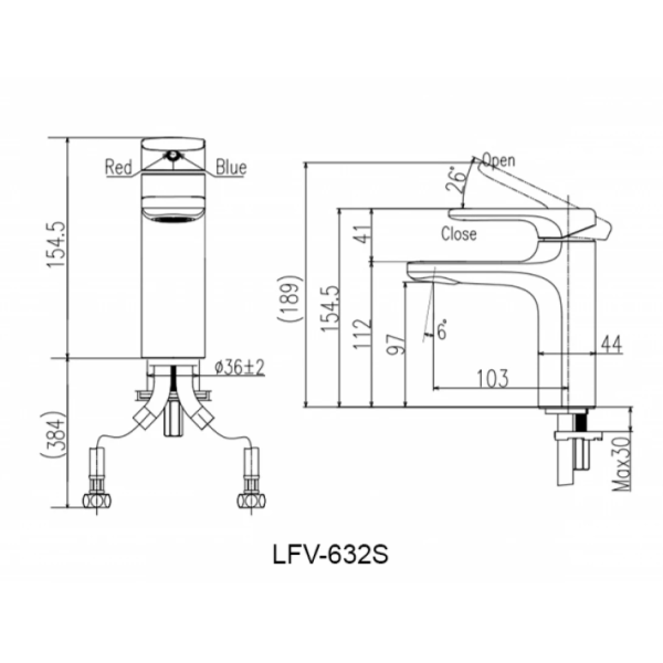 Vòi chậu lavabo nóng lạnh INAX LFV-632S