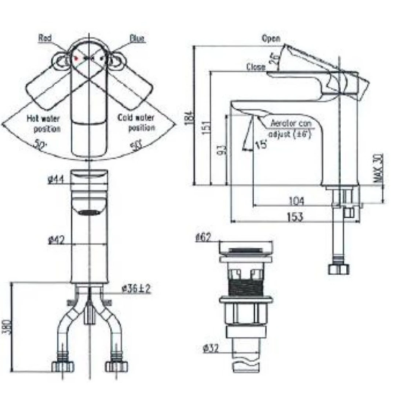 Vòi chậu lavabo nóng lạnh INAX LFV-612S