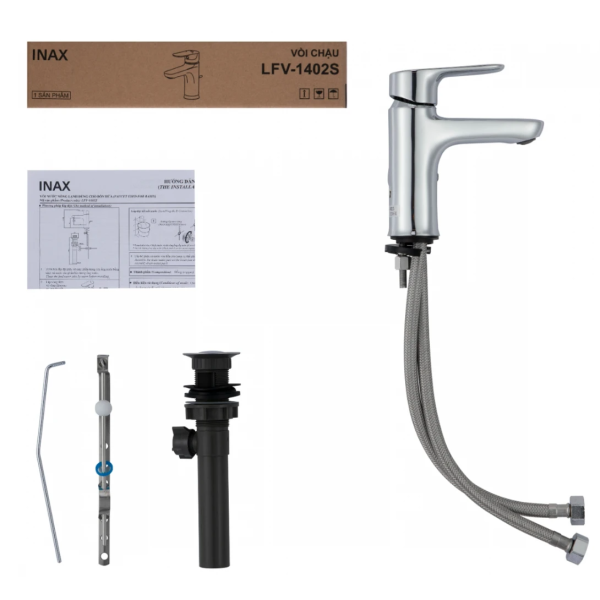 Vòi Chậu Lavabo Inax LFV-1402S (LFV1402S) Nóng Lạnh kèm Trụ Xả Ty