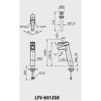Vòi chậu lavabo nóng lạnh INAX LFV-6012SH