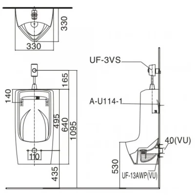 Bồn Tiểu Nam Inax AU-431VR Treo Tường AquaCeramic