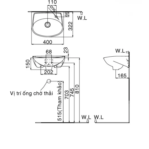 Chậu Rửa Lavabo Inax L-280V (L280V) Treo Tường Cỡ Nhỏ