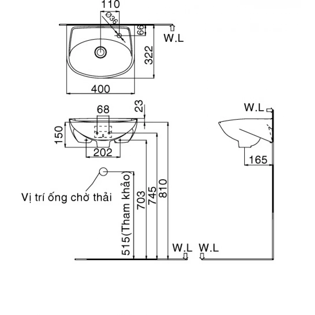 Chậu Rửa Lavabo Inax L-280V (L280V) Treo Tường Cỡ Nhỏ