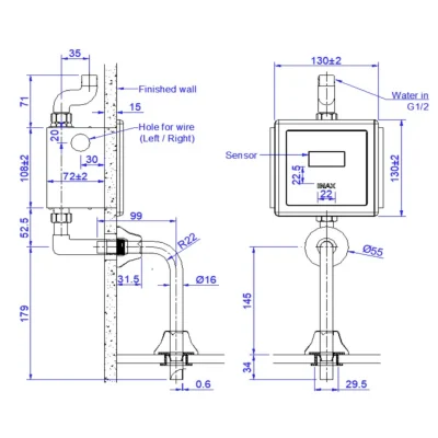 Van Xả Tiểu Cảm Ứng INAX OKUV-30SM-0.5 220V 0.5L