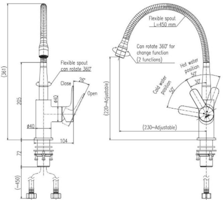 Vòi Nước Rửa Bát INAX SFV-303S (SFV303S) Nóng Lạnh