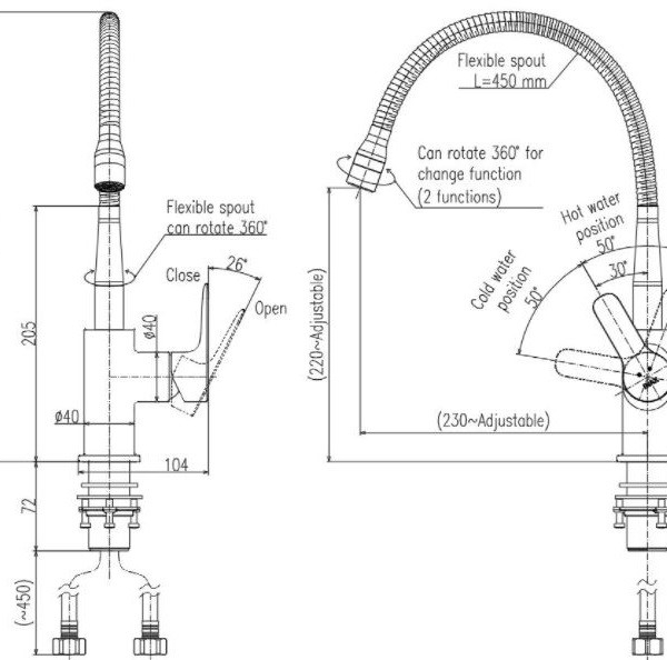 Vòi Nước Rửa Bát INAX SFV-303S (SFV303S) Nóng Lạnh