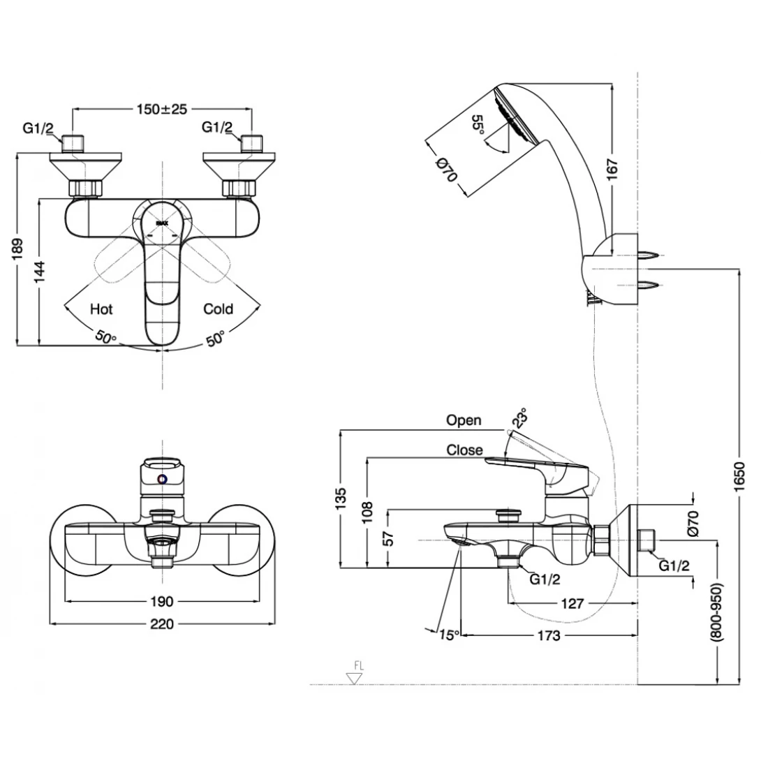 Sen Tắm INAX BFV-1403S-4C nóng lạnh