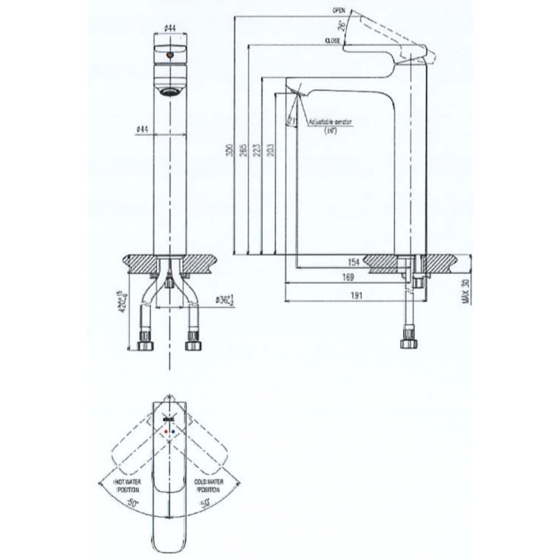 Vòi Lavabo Inax LFV-632SH Nóng Lạnh Thân Cao