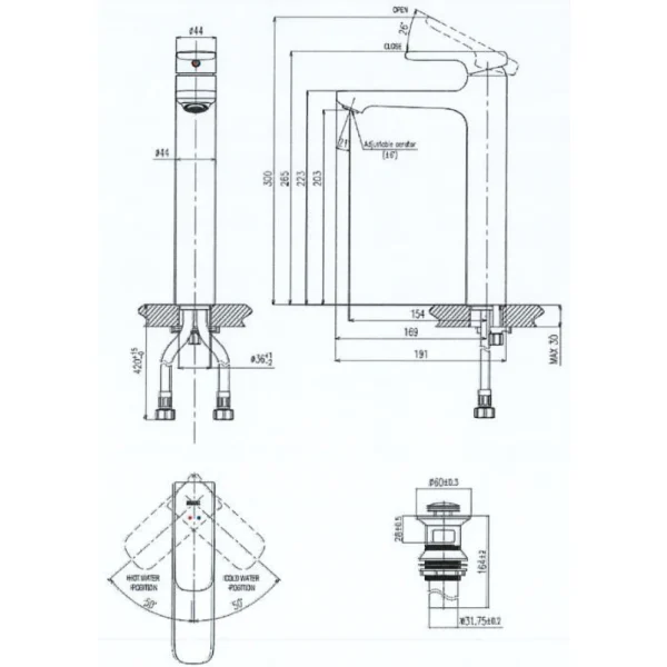 Vòi Lavabo Inax LFV-632SH Thân cao Kèm Trụ Xả