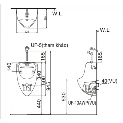 Bồn Tiểu Nam INAX U-440V Treo Tường Bồn Tiểu Nam INAX U-440V Treo Tường