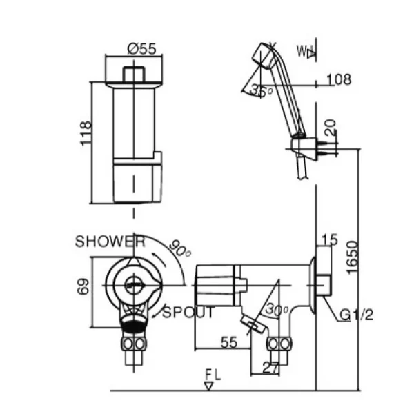 Vòi Sen Tắm Tay Nhựa INAX BFV-10 (BFV10)