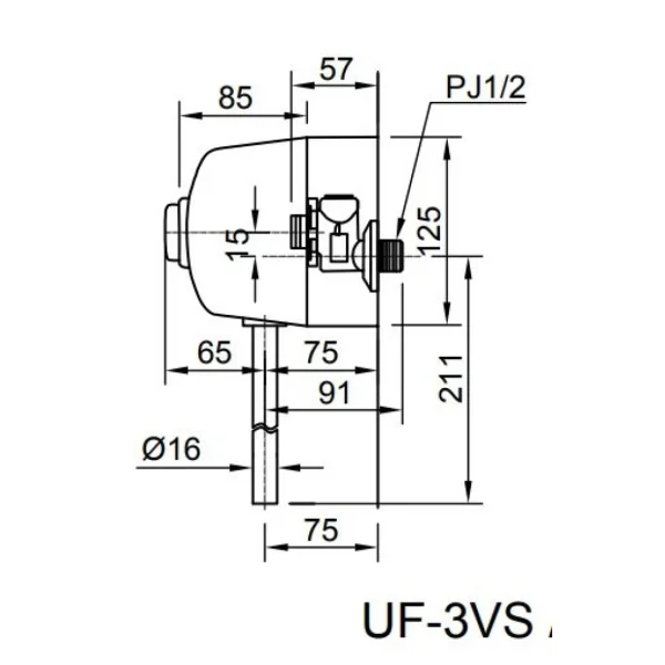 Van Xả Nhấn Bồn Tiểu Inax UF-3VS (Ống Thẳng)