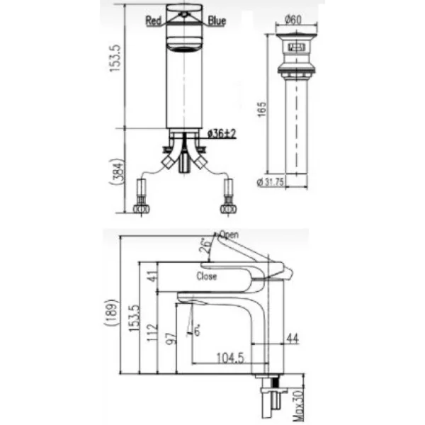 Vòi Chậu Lavabo Inax LFV-632S-2 (LFV632S2) Nóng Lạnh